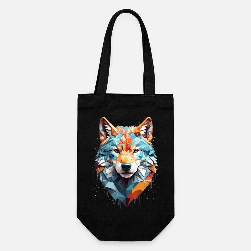 Tête de loup géométrique - Sac à bouteille - noir
