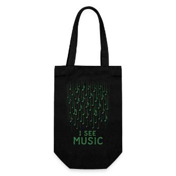 Je vois de la musique : une pluie de notes abstraites - Sac à bouteille - noir - Devant