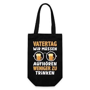 Lustiges Vatertag Geschenk Papa Bier - Geschenkbeutel für Flaschen - Schwarz - Vorne