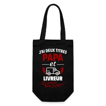 Papa et Livreur idée cadeau Noël fête des pères - Sac à bouteille - noir - Devant