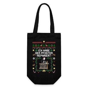 Ugly Christmas für eine schöne Bescherung - Geschenkbeutel für Flaschen - Schwarz - Vorne