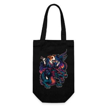 Sushi Jack Russell Terrier Kimono Drache Geschenk - Geschenkbeutel für Flaschen - Schwarz - Vorne