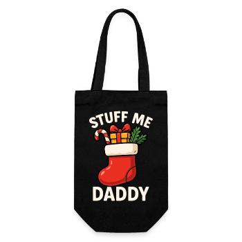 Stopfe mich, Papa! Weihnachtsstrumpf, unartig - Geschenkbeutel für Flaschen - Schwarz - Vorne