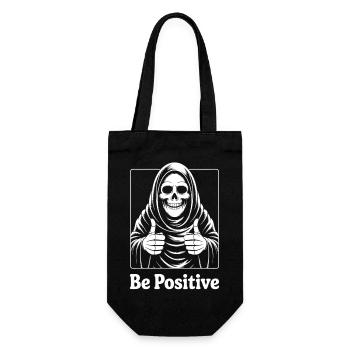 Be Positive Skelett Motiv - Geschenkbeutel für Flaschen - Schwarz - Vorne