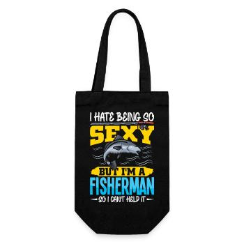 Fisherman Fish Fishing Sayings Funny Angler - Gift Bag for Bottles - black - Front