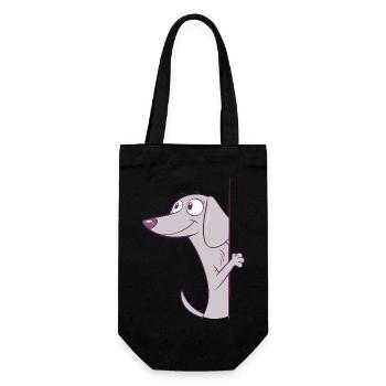 Funny Peeking Dachshund Puppy Dog, Puppies Lover - Gift Bag for Bottles - black - Front