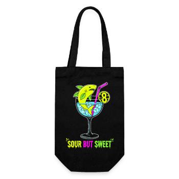 Sour But Sweet 8. Geburtstag Zitronenhai - Geschenkbeutel für Flaschen - Schwarz - Vorne