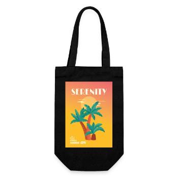 SERENITY – Chill Mode ON | Palm Trees & Sunset - Gift Bag for Bottles - black - Front