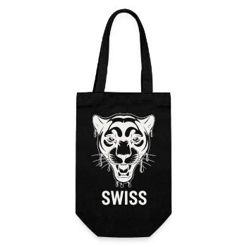 Tropfender Tigerkopf Schweizer Stil - Geschenkbeutel für Flaschen - Schwarz - Vorne
