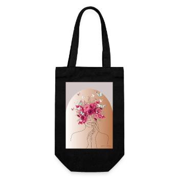 Flower head with butterfly crown - Gift Bag for Bottles - black - Front