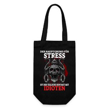 Der Hauptgrund für Stress ist der tägliche Kontakt - Geschenkbeutel für Flaschen - Schwarz - Vorne
