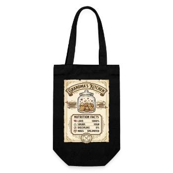 Grandma's Kitchen Nutrition Facts - Gift Bag for Bottles - black - Front