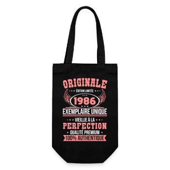 1986 – Einzigartiges Exemplar – Premiumqualität - Geschenkbeutel für Flaschen - Schwarz - Vorne
