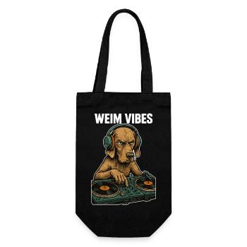 Weimaraner DJ: Retro Musik Design – Weim Vibes - Geschenkbeutel für Flaschen - Schwarz - Vorne