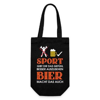Sport? Bier macht das auch - Geschenkbeutel für Flaschen - Schwarz - Vorne