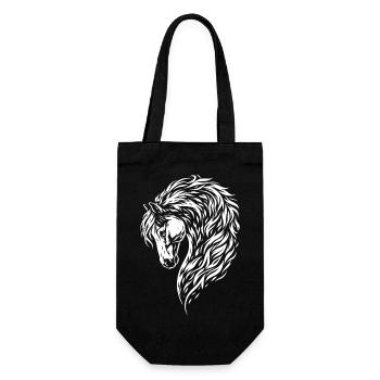 Tribal Horse with Flaming Mane – Mystic Art - Gift Bag for Bottles - black - Front