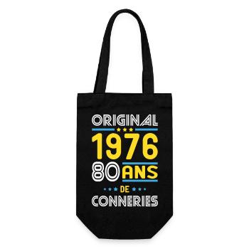 Original – 1976 – 50 Jahre - Geschenkbeutel für Flaschen - Schwarz - Vorne