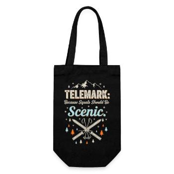 Telemark Ski Funny Squats Scenic Retro Vintage - Gift Bag for Bottles - black - Front