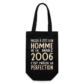 Anniversaire 20 ans - Né en Mars 2006 - Sac à bouteille - noir - Devant