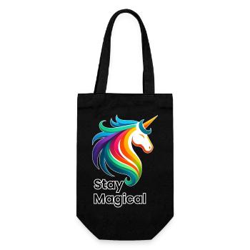 Unicorn Rainbow – Stay Magical Design - Gift Bag for Bottles - black - Front