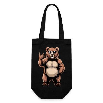 Cool Skirt Bear With Sunglasses Hand Sign Skirt - Gift Bag for Bottles - black - Front