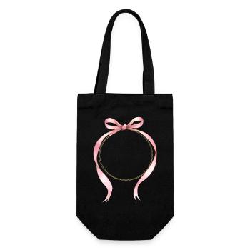 Bow Circle Pink Gold Customizable - Gift Bag for Bottles - black - Front