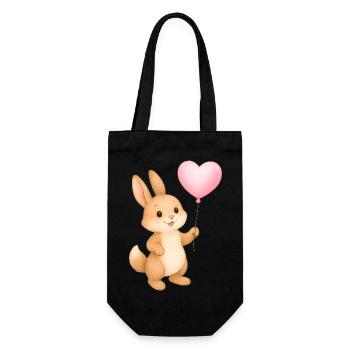 Lapin câlin avec ballon en forme de cœur - Sac à bouteille - noir - Devant
