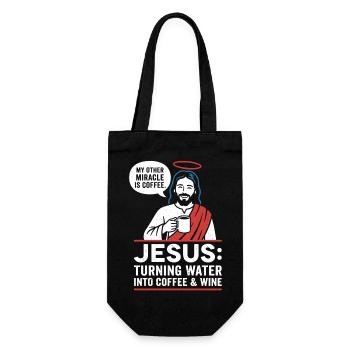 Jesus Kaffee-Wunder Grafik - Geschenkbeutel für Flaschen - Schwarz - Vorne