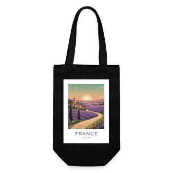 Lavendelfeld Provence France - Geschenkbeutel für Flaschen - Schwarz - Vorne