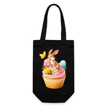 Süßer Osterhasen Cupcake mit bunten Ostereiern - Geschenkbeutel für Flaschen - Schwarz - Vorne