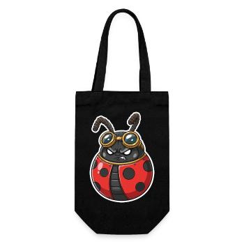 Steampunk Ladybug Red and Chrome Armor - Gift Bag for Bottles - black - Front