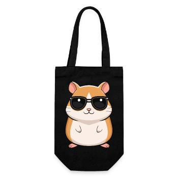 Cooler Hamster mit Sonnenbrille - Geschenkbeutel für Flaschen - Schwarz - Vorne