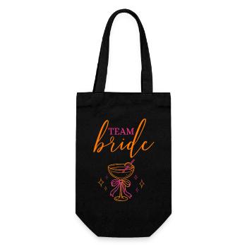 TEAM BRIDE! Cocktail glass with bow - Gift Bag for Bottles - black - Front