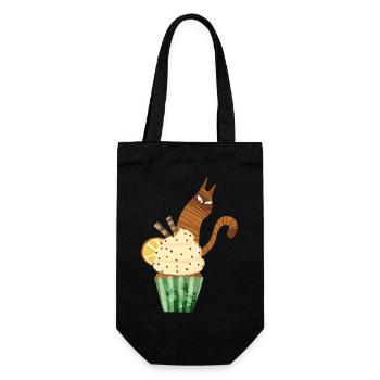 Süßes Cupcake-Katzen-Design Lustiges Kawaii-Katzenfutter - Geschenkbeutel für Flaschen - Schwarz - Vorne