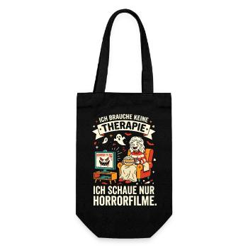 Keine Therapie ich schaue Horror Filme - Geschenkbeutel für Flaschen - Schwarz - Vorne