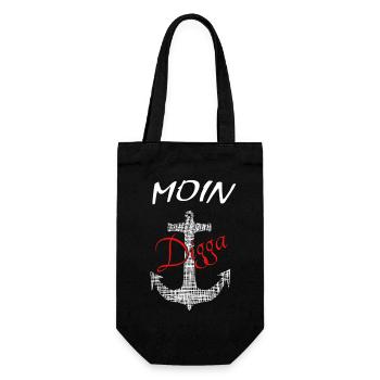 Moin Digga Ankerdesign - Geschenkbeutel für Flaschen - Schwarz - Vorne