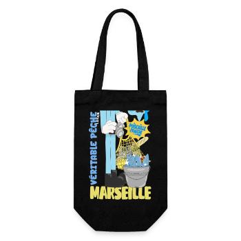 Marseille Poiscaille Fraîche Cartoon - Sac à bouteille - noir - Devant