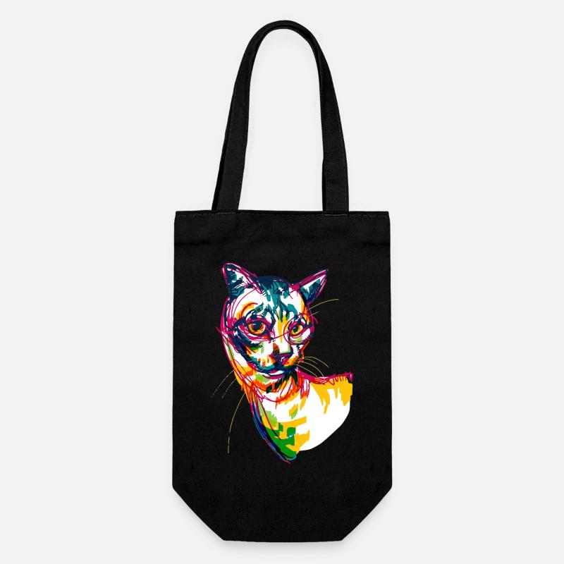 Neonkatze - Geschenkbeutel für Flaschen - Schwarz