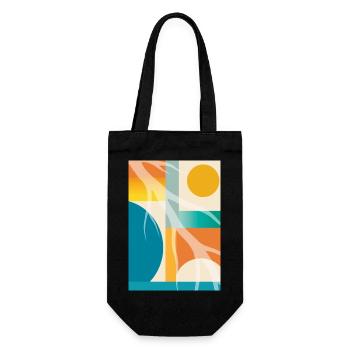 Abstrakte Geometrie mit organischen Formen Retro  - Geschenkbeutel für Flaschen - Schwarz - Vorne