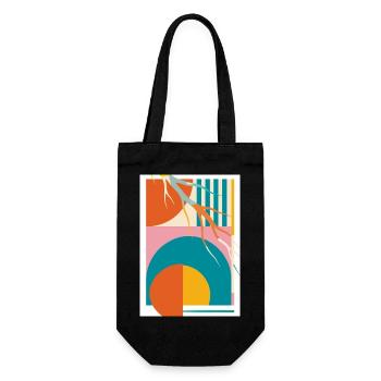 Abstrakte Geometrie mit organischen Linien Retro  - Geschenkbeutel für Flaschen - Schwarz - Vorne