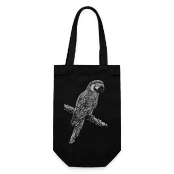 Parrot Silhouette on Branch - Gift Bag for Bottles - black - Front