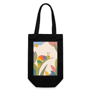 Colorful Caterpillar on Leaf – Cute Animal Motif - Gift Bag for Bottles - black - Front