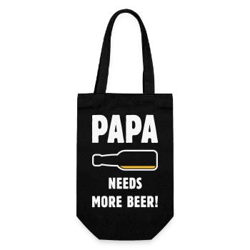 Papa Needs More Beer! (Vater Papi Bier / NEG 2C) - Geschenkbeutel für Flaschen - Schwarz - Vorne