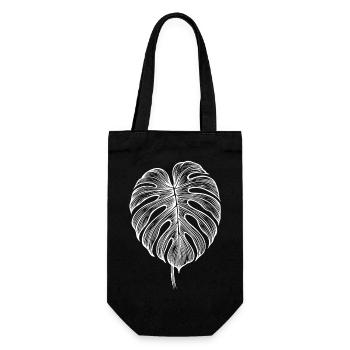 Monstera Leaf – Black White Nature Motif - Gift Bag for Bottles - black - Front
