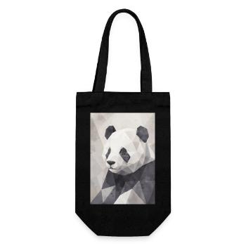 Geometrischer Panda Polygon Art  - Geschenkbeutel für Flaschen - Schwarz - Vorne