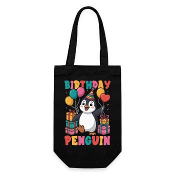 Pingouin mignon - Cadeau pour l’amoureux des manchots - Sac à bouteille - noir - Devant