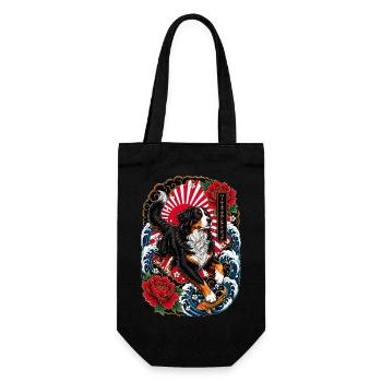 Berner Sennenhund im japanischen Tattoo Stil - Geschenkbeutel für Flaschen - Schwarz - Vorne