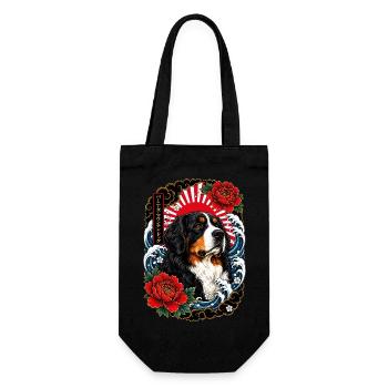 Berner Sennenhund im Japan Tattoo Stil - Geschenkbeutel für Flaschen - Schwarz - Vorne