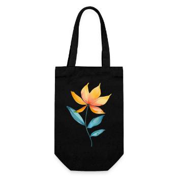 Wildblume Floral Blumen - Geschenkbeutel für Flaschen - Schwarz - Vorne
