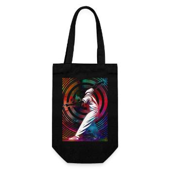 Golfeur dans un tourbillon coloré - Sac à bouteille - noir - Devant